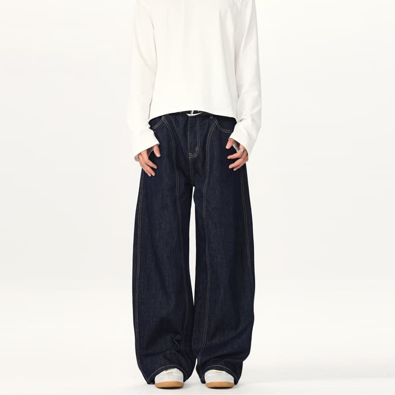 デニムワイドパンツ デニム ゆったりシルエット カジュアルパンツ