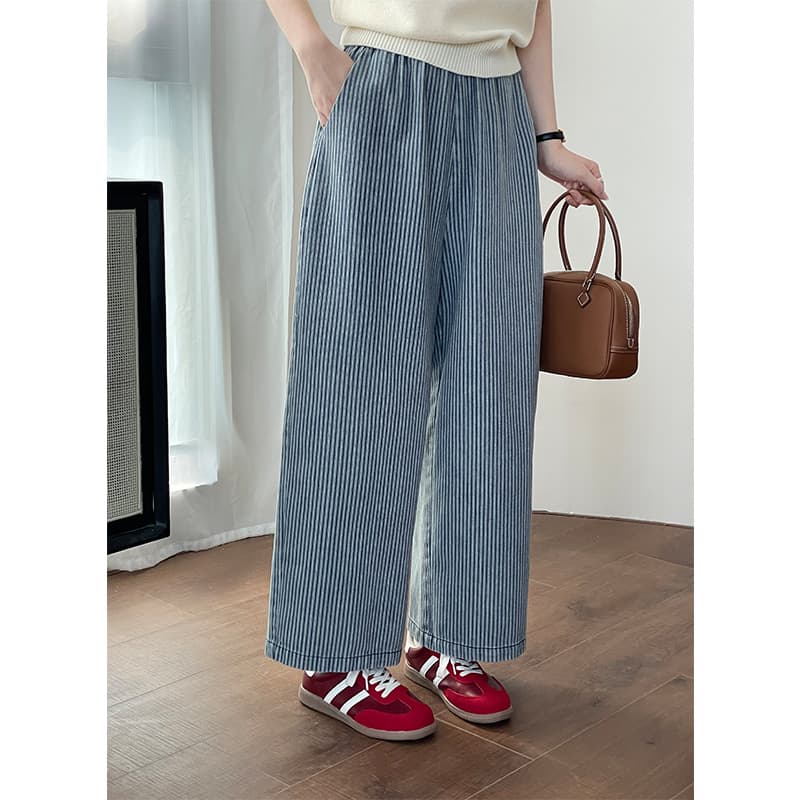 デニムワイドパンツ 小粋なゆったり幅広デニムパンツ