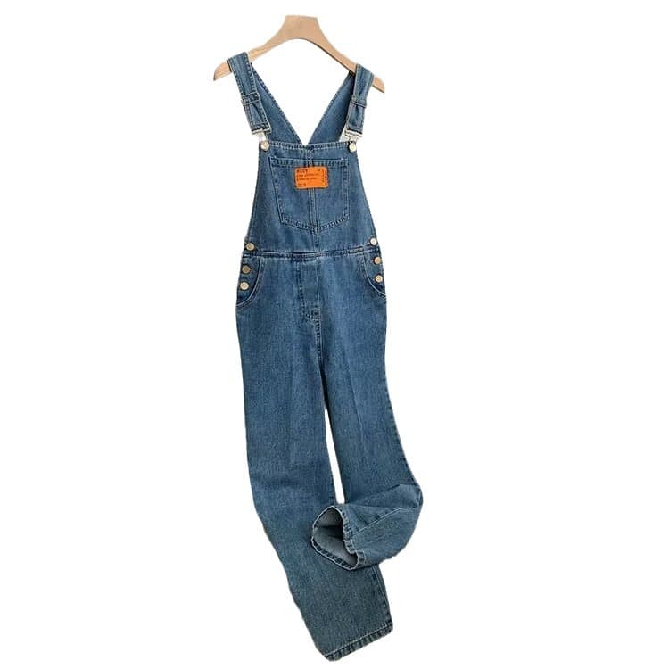 デニムワイドパンツ ゆったりデニムオーバーオール
