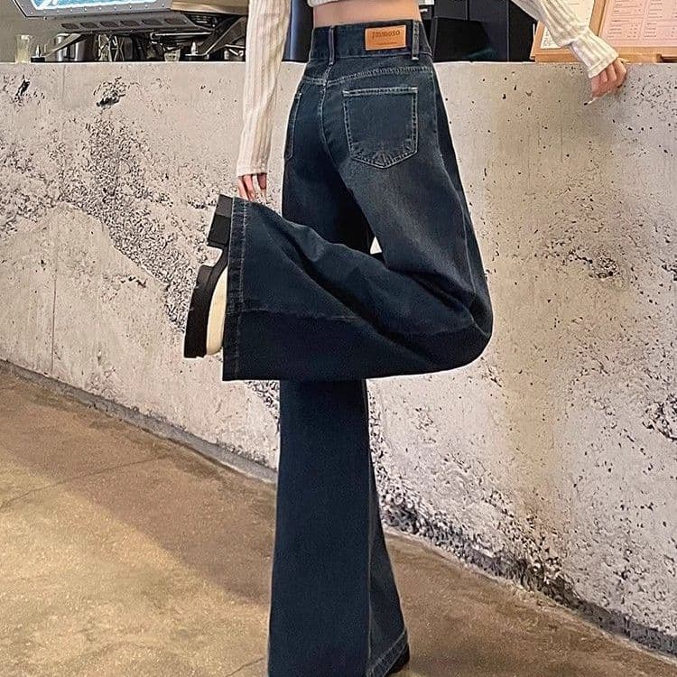 デニムワイドパンツ 究極のワイドフレアハイウエストタックデニムパンツ