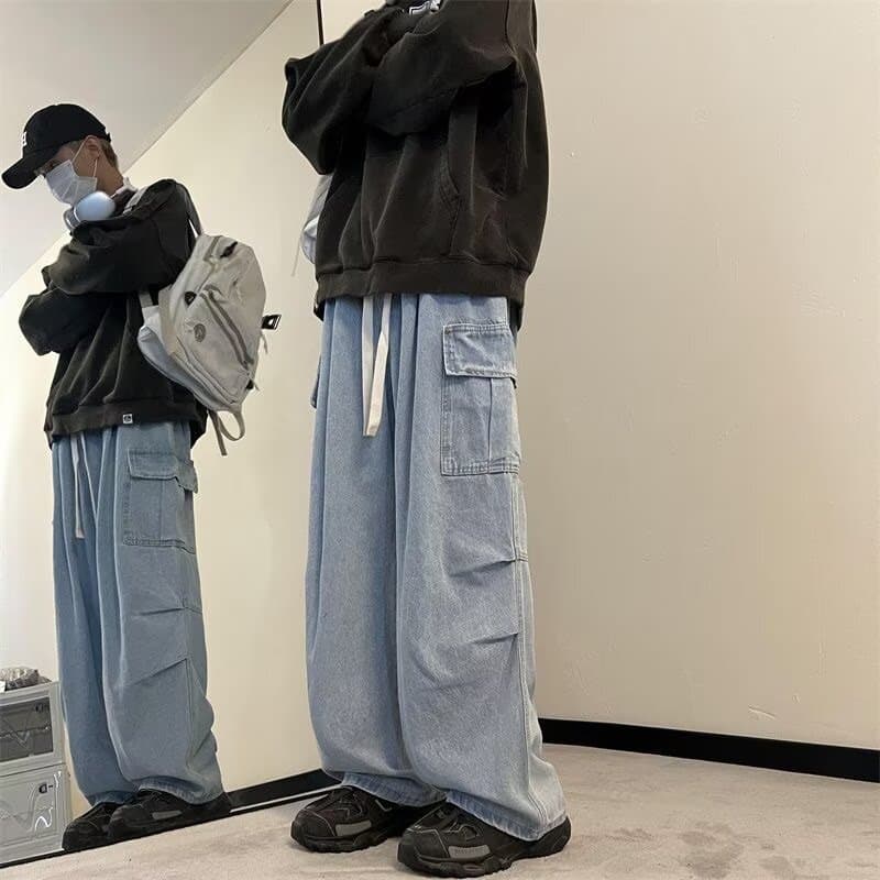 ドローコードルーズデニムワイドパンツ