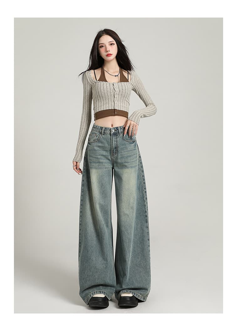 デニムワイドパンツ 大人気 幅広 ハイウエストワイドフレアデニムパンツ