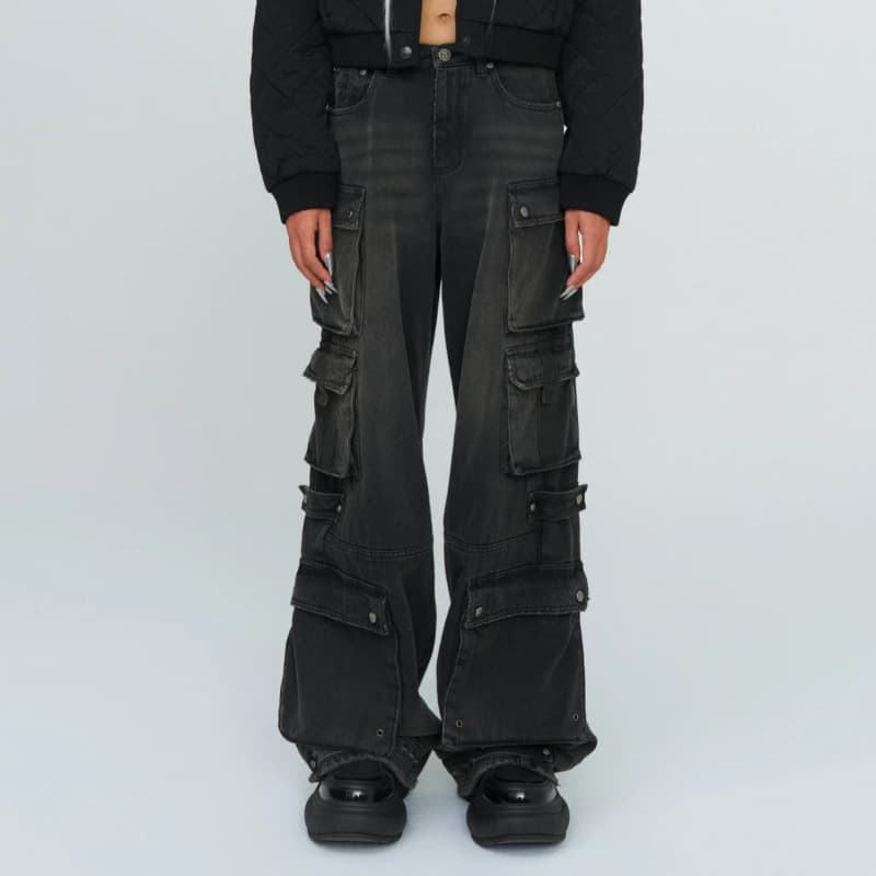 カーゴポケットデニムワイドパンツ