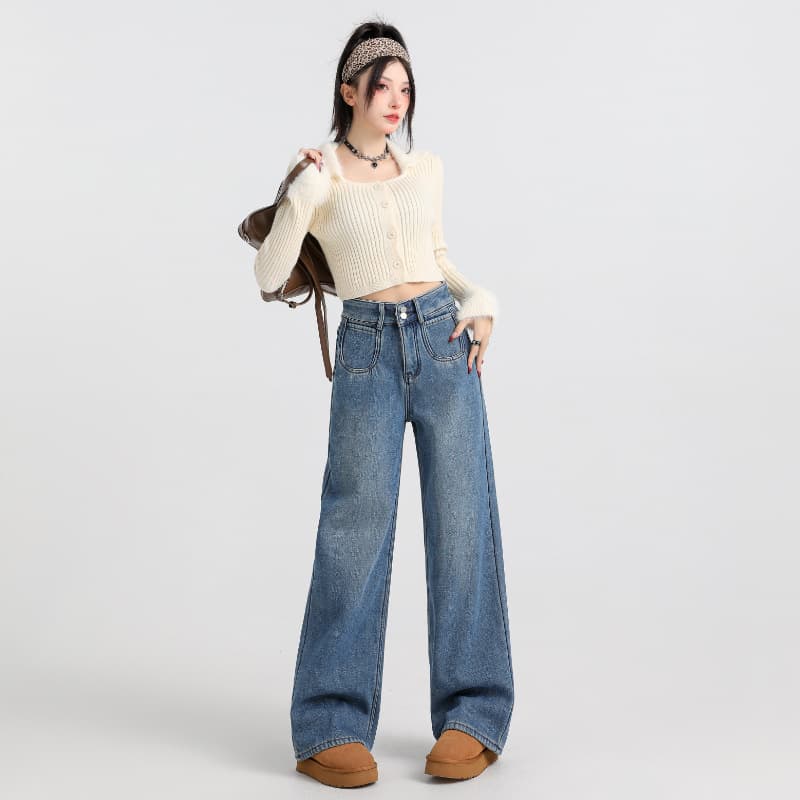 デニムワイドパンツ ゆったり幅広デニムワイドロングパンツ