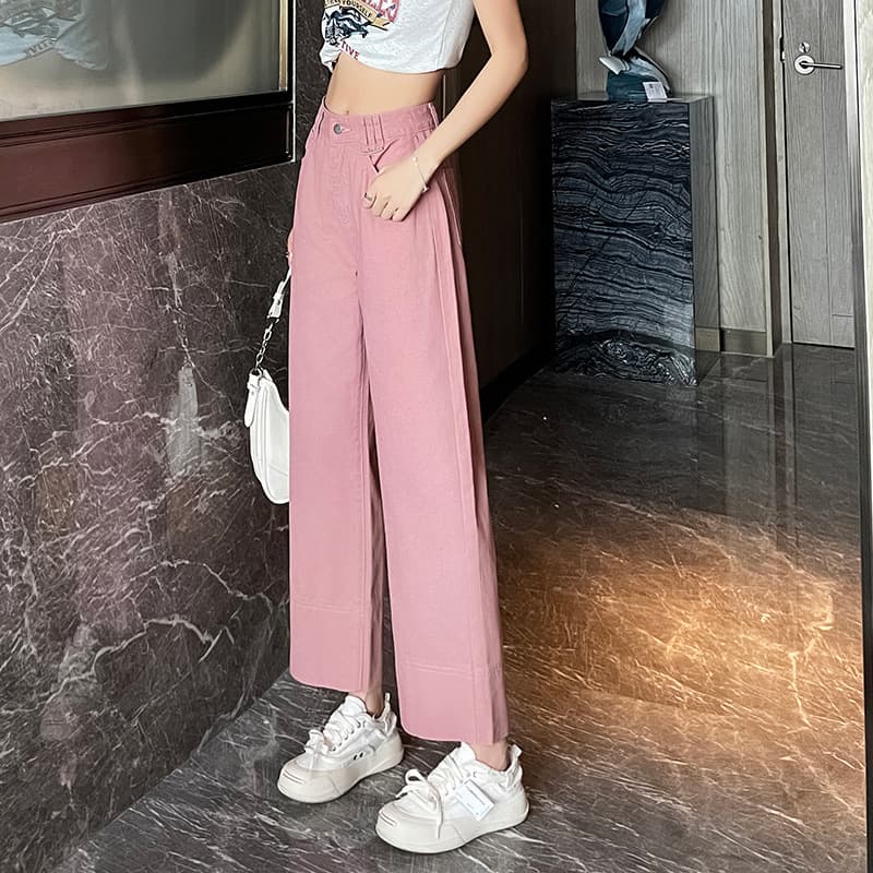 大人スタイル デニムワイドパンツ ストレート