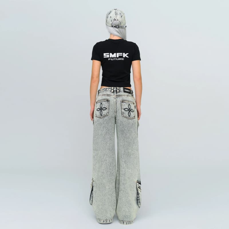 カーゴポケットデニムワイドパンツ