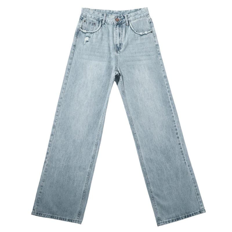 デニムワイドパンツ ヴィンテージ加工デニムワイドストレート