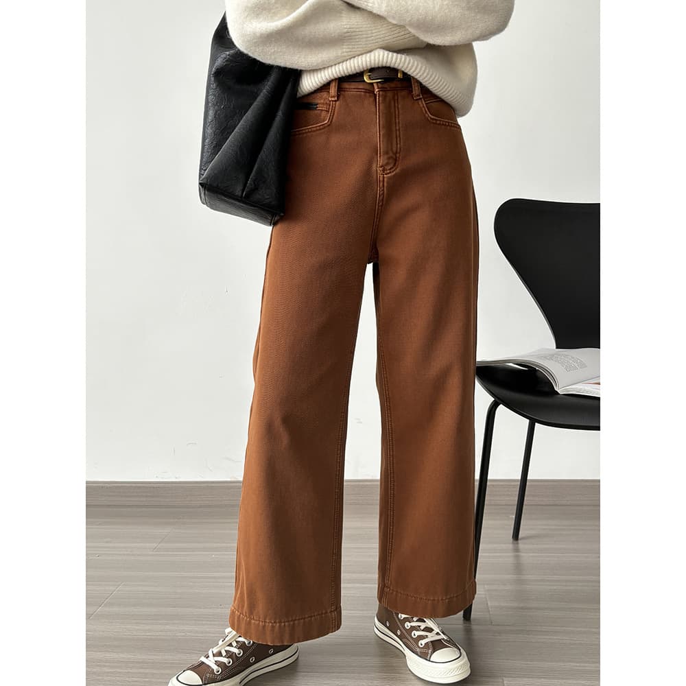 しなやかデニムワイドパンツ ストレート