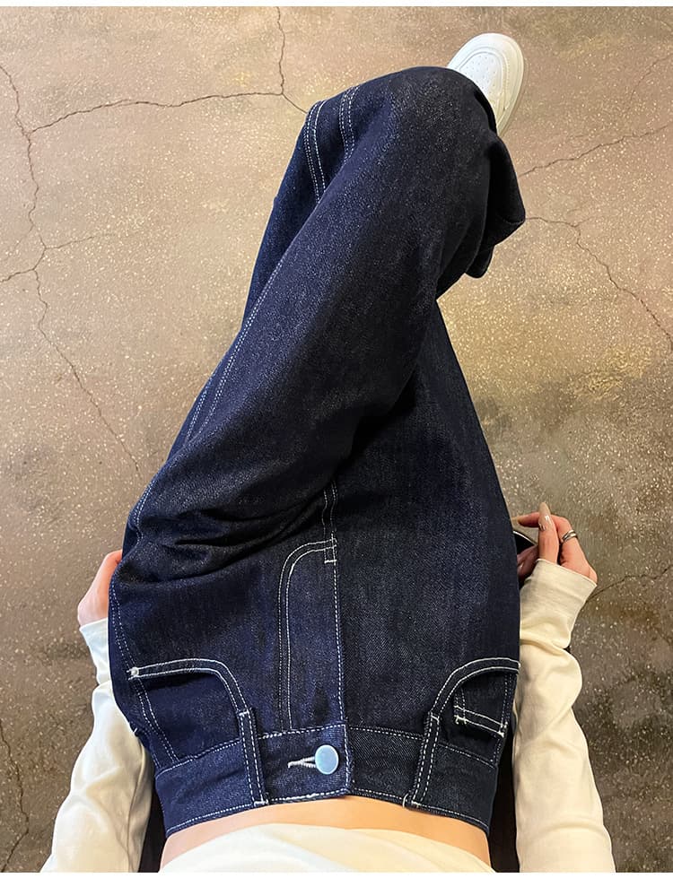 すっきりシルエット 脚長デニムワイドパンツ