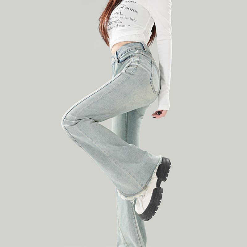 デニムワイドパンツ ドレープ美シルエット ハイウエストデニムパンツ