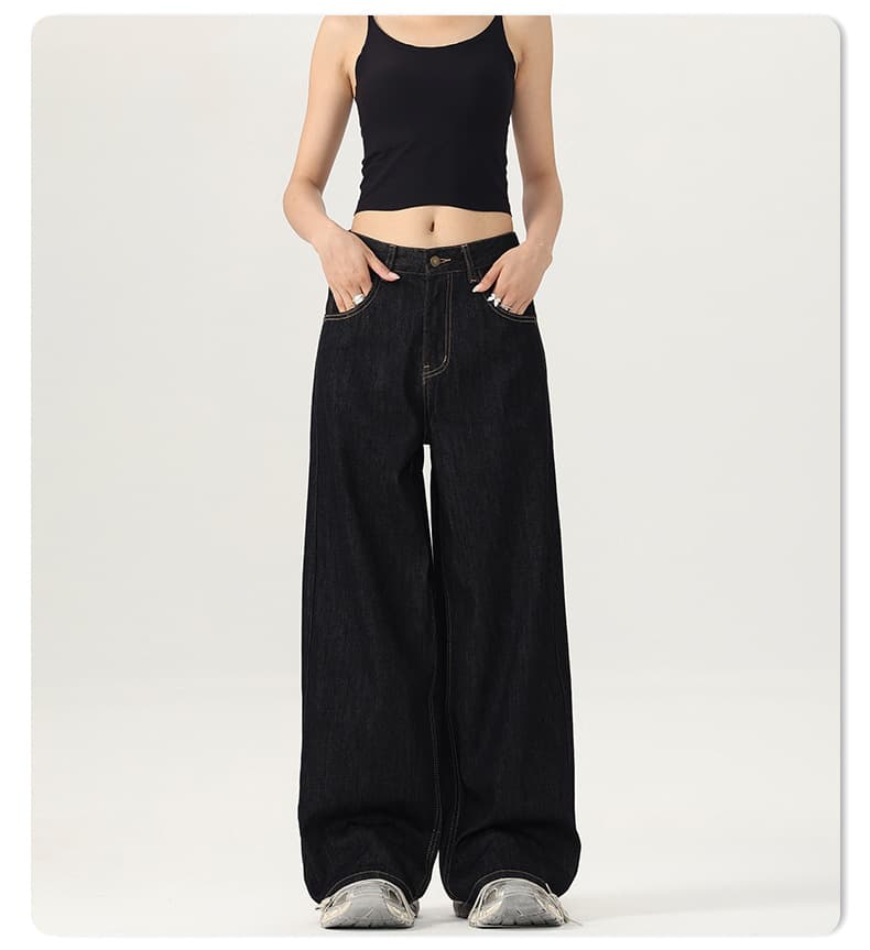 デニムワイドパンツ ワイドシルエットデニムルーズパンツ