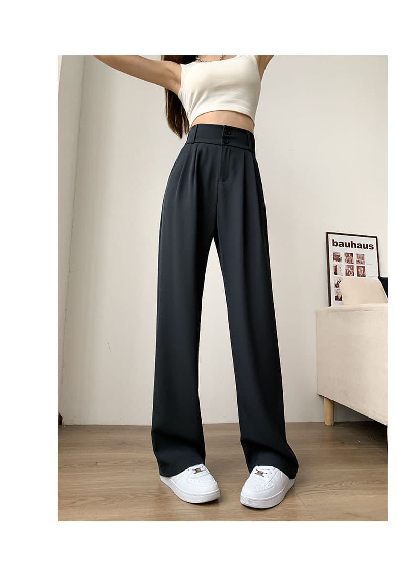 デニムワイドパンツ ドレープ美シルエット 韓国 ウエストマーク タックパンツ